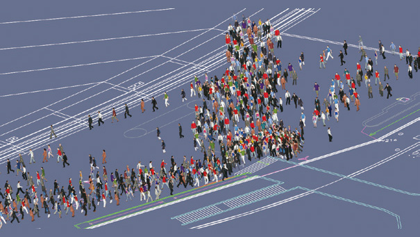 Jam prediction by crowd simulation