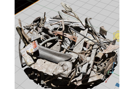  Steel scrap pile in a virtual space